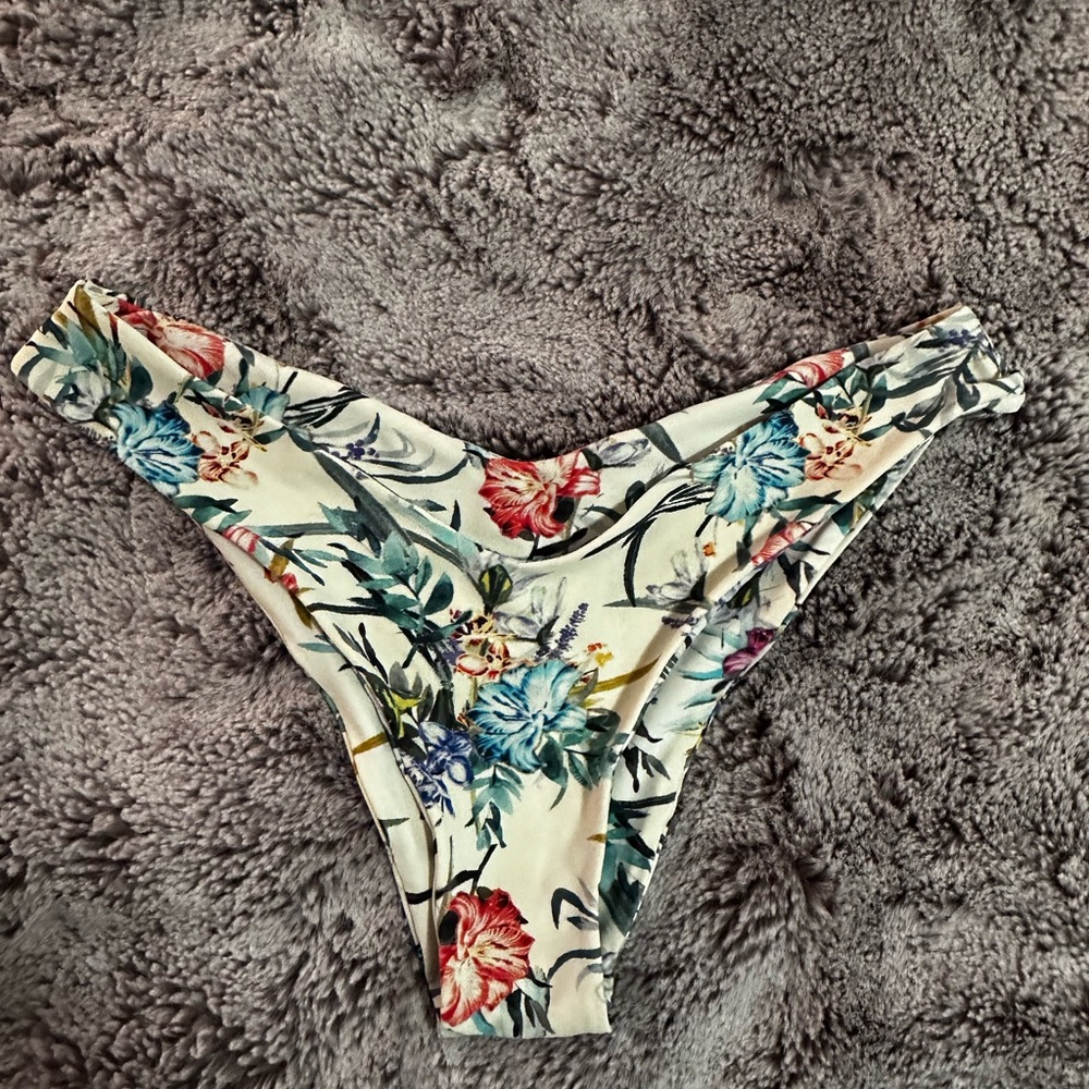 Pink Colada floral cheeky Brazilian bikini bottom